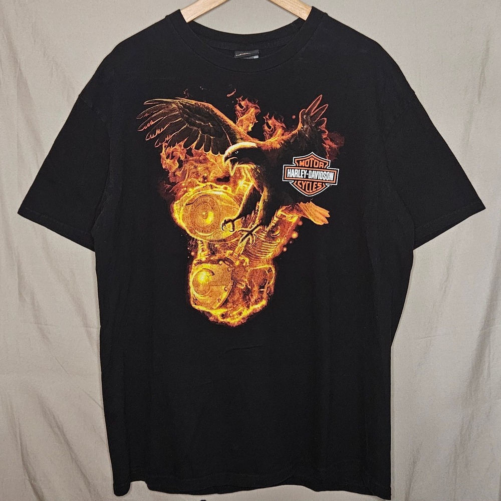 Harley Davidson Eagle Flames Graphic‎ T-Shirt